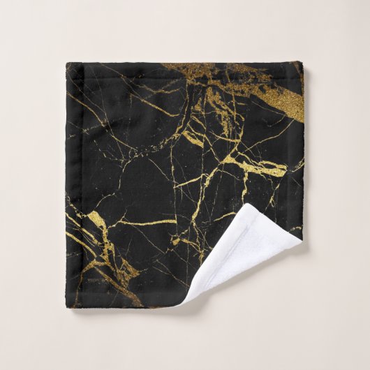 Sharp Black en Gold Marble Bad Handdoek (Wasdoekje)