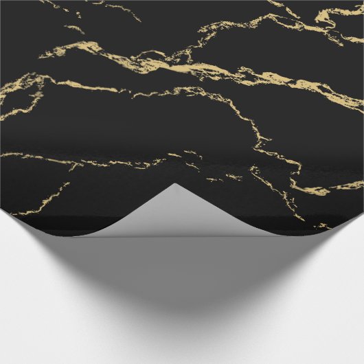 Sharp Black en Gold Marble Cadeaupapier (Hoek)