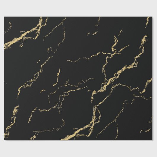 Sharp Black en Gold Marble Cadeaupapier (Vlak)