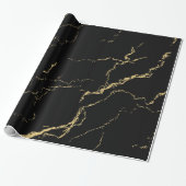 Sharp Black en Gold Marble Cadeaupapier (Uitgerold)