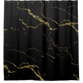 Sharp Black en Gold Marble Douchegordijn (Voorkant)