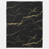 Sharp Black en Gold Marble Fleece Deken (Voorkant)