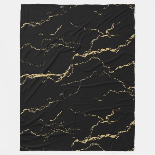 Sharp Black en Gold Marble Fleece Deken (Voorkant)