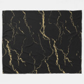 Sharp Black en Gold Marble Fleece Deken (Voorkant (Horizontaal))