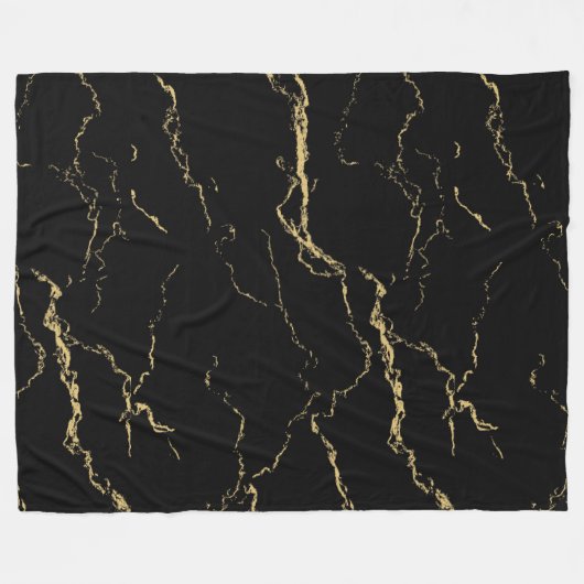 Sharp Black en Gold Marble Fleece Deken (Voorkant (Horizontaal))