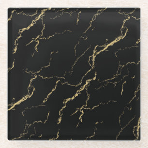 Sharp Black en Gold Marble Glazen Onderzetter