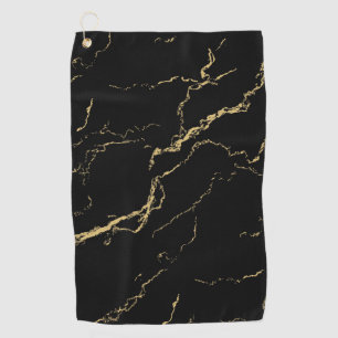 Sharp Black en Gold Marble Golfhanddoek