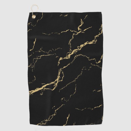Sharp Black en Gold Marble Golfhanddoek (Voorkant)