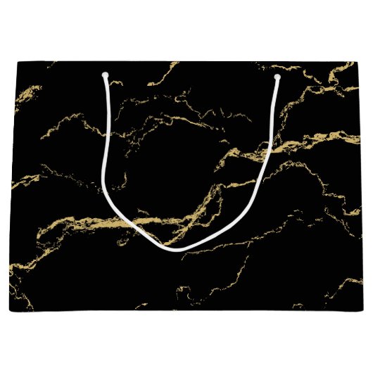 Sharp Black en Gold Marble Groot Cadeauzakje (Voorkant)