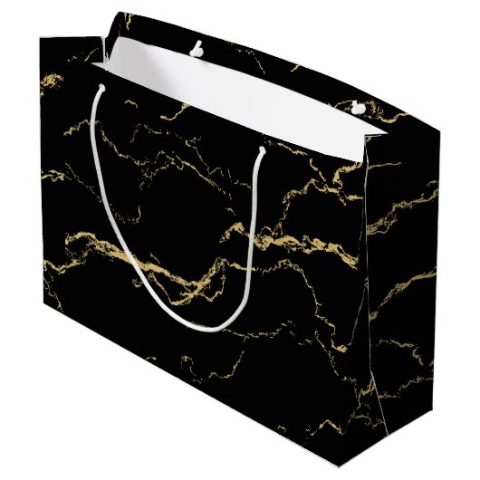 Sharp Black en Gold Marble Groot Cadeauzakje (Achterkant Gekanteld)