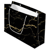 Sharp Black en Gold Marble Groot Cadeauzakje (Voorkant Gekanteld)