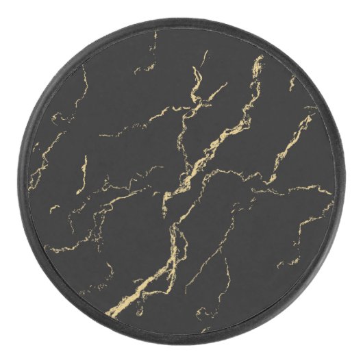 Sharp Black en Gold Marble Hockey Puck (Voorkant)