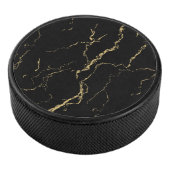 Sharp Black en Gold Marble Hockey Puck (3/4)