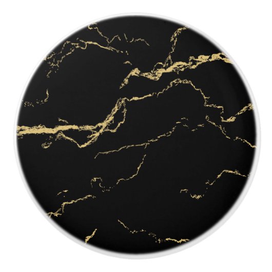 Sharp Black en Gold Marble Keramische Knop (Voorkant)