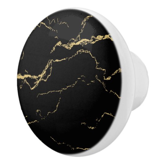 Sharp Black en Gold Marble Keramische Knop (Rechts)