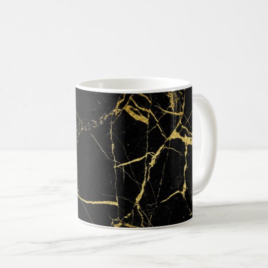 Sharp Black en Gold Marble Koffiemok (Voorkant rechts)