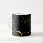 Sharp Black en Gold Marble Koffiemok (Voorkant links)