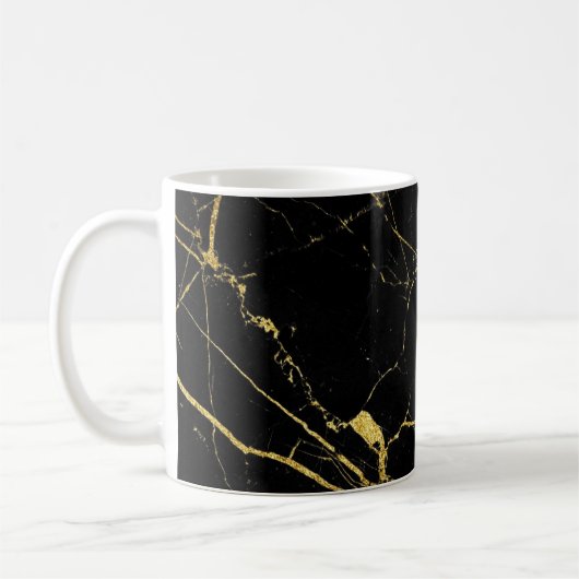 Sharp Black en Gold Marble Koffiemok (Links)