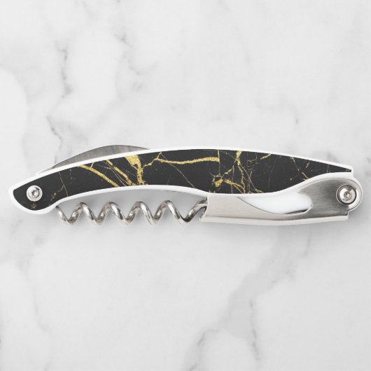 Sharp Black en Gold Marble Kurkentrekker (Achterkant)
