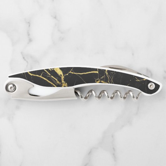 Sharp Black en Gold Marble Kurkentrekker (Voorkant)