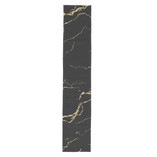 Sharp Black en Gold Marble Medium Tafelloper (Voorkant)