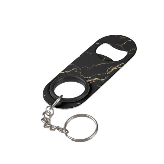 Sharp Black en Gold Marble Mini Flessenopener (Achterkant Gekanteld)