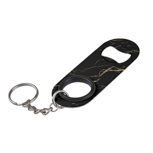 Sharp Black en Gold Marble Mini Flessenopener (Voorkant Gekanteld)