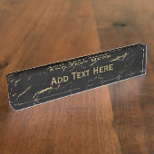 Sharp Black en Gold Marble Naambordje (Zijkant)