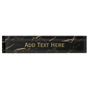 Sharp Black en Gold Marble Naambordje