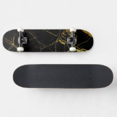 Sharp Black en Gold Marble Persoonlijk Skateboard (Horizontaal)