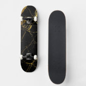 Sharp Black en Gold Marble Persoonlijk Skateboard (Voorkant)