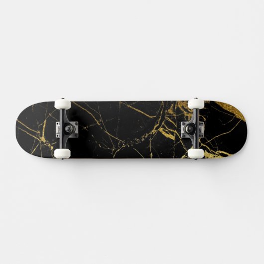 Sharp Black en Gold Marble Persoonlijk Skateboard (Horizontaal)