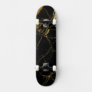 Sharp Black en Gold Marble Persoonlijk Skateboard