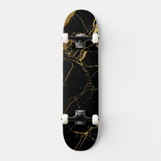 Sharp Black en Gold Marble Persoonlijk Skateboard (Voorkant)