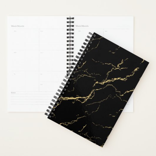 Sharp Black en Gold Marble Planner (Display)