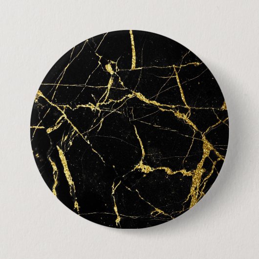 Sharp Black en Gold Marble Ronde Button 7,6 Cm (Voorkant)