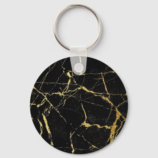 Sharp Black en Gold Marble Sleutelhanger (Voorkant)
