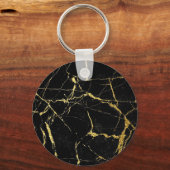 Sharp Black en Gold Marble Sleutelhanger (Voorkant)
