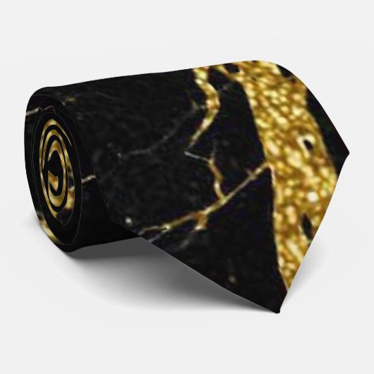 Sharp Black en Gold Marble Stropdas (Opgerold)