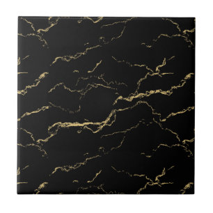 Sharp Black en Gold Marble Tegeltje