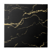 Sharp Black en Gold Marble Tegeltje (Voorkant)