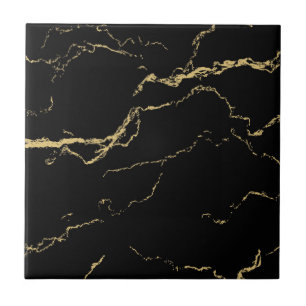 Sharp Black en Gold Marble Tegeltje