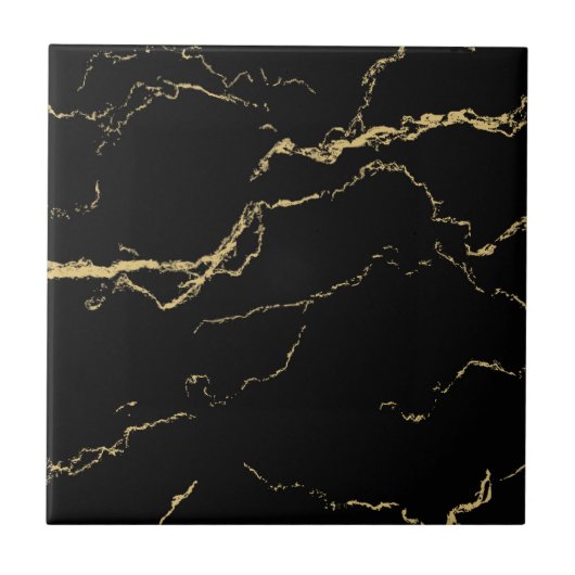 Sharp Black en Gold Marble Tegeltje (Voorkant)