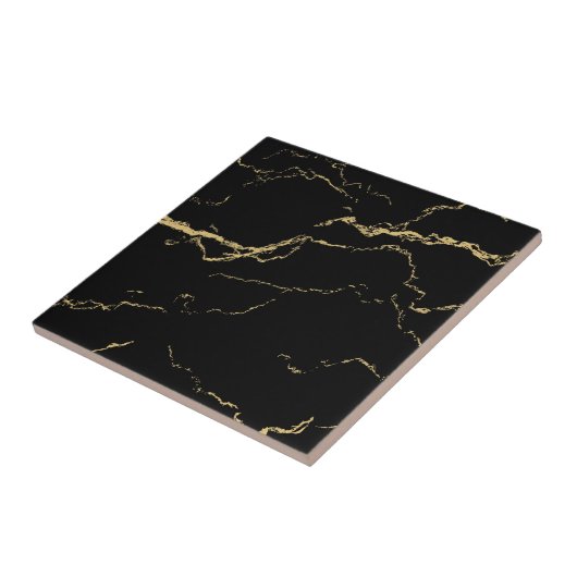Sharp Black en Gold Marble Tegeltje (Zijkant)
