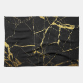 Sharp Black en Gold Marble Theedoek (Horizontaal)