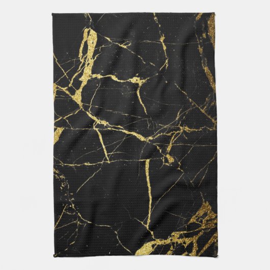 Sharp Black en Gold Marble Theedoek (Verticaal)