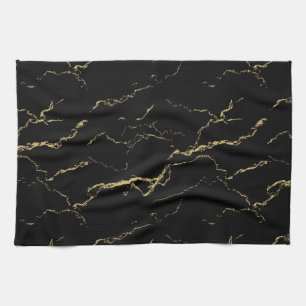 Sharp Black en Gold Marble Theedoek
