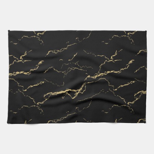 Sharp Black en Gold Marble Theedoek (Horizontaal)