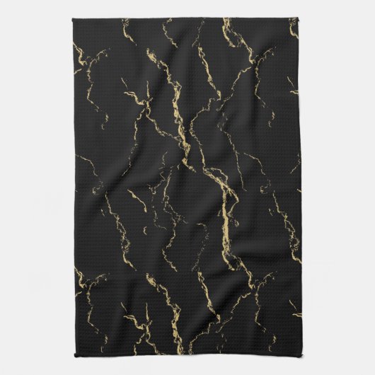 Sharp Black en Gold Marble Theedoek (Verticaal)