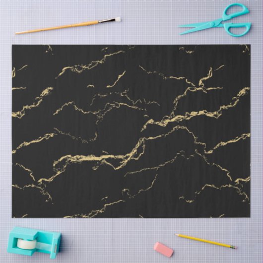 Sharp Black en Gold Marble Tissuepapier (Craft)